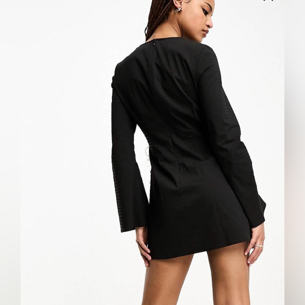 Black belle sleeve mini dress